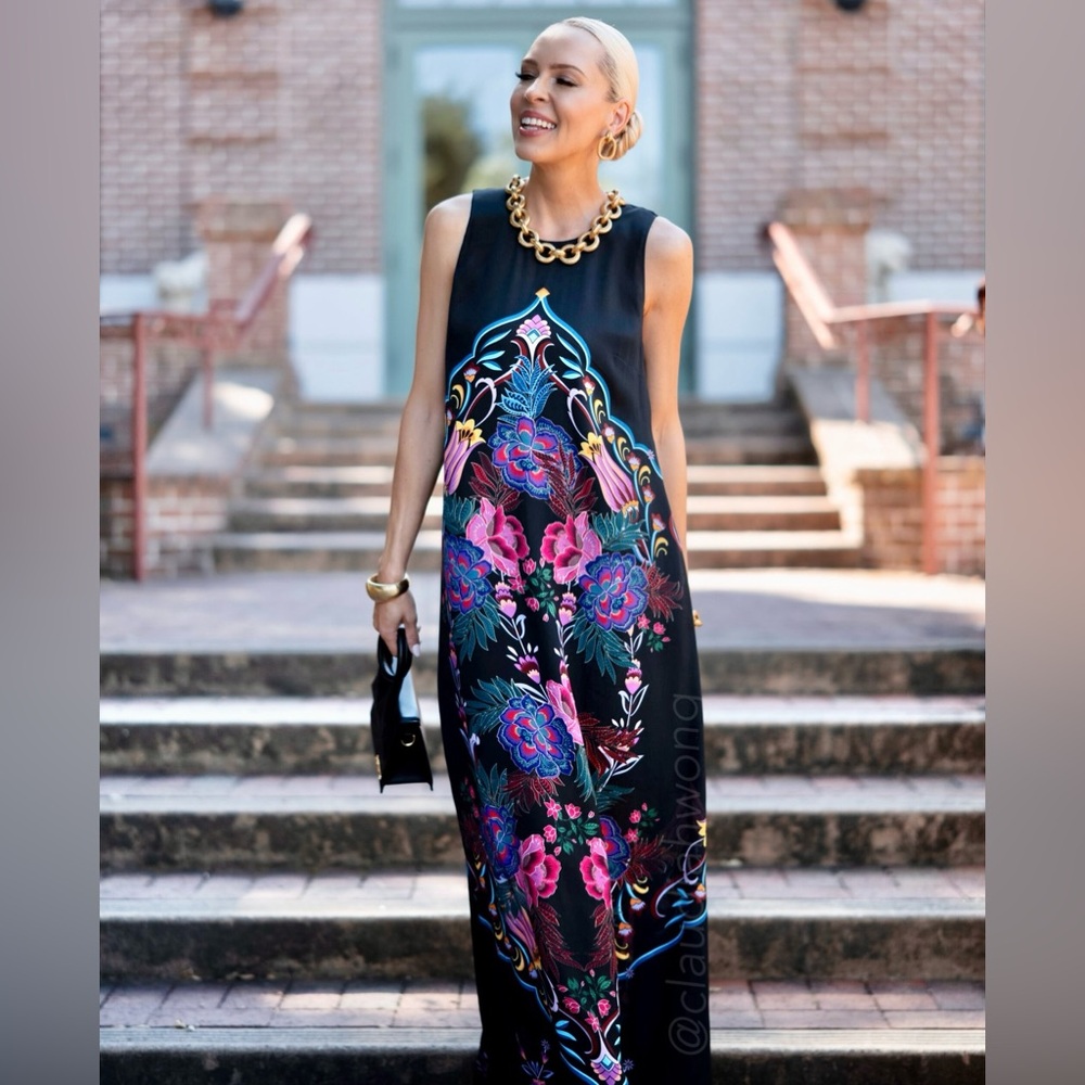 Jade by JOHNNY WAS Tatianna Silk Maxi Dress in Black